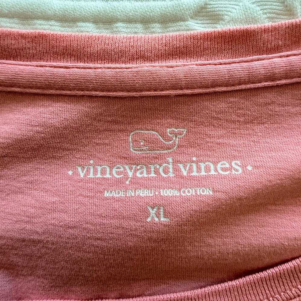 Vineyard Vines Women’s Coral Pink Long Sleeve Pocket Tee - Picture 3 of 4